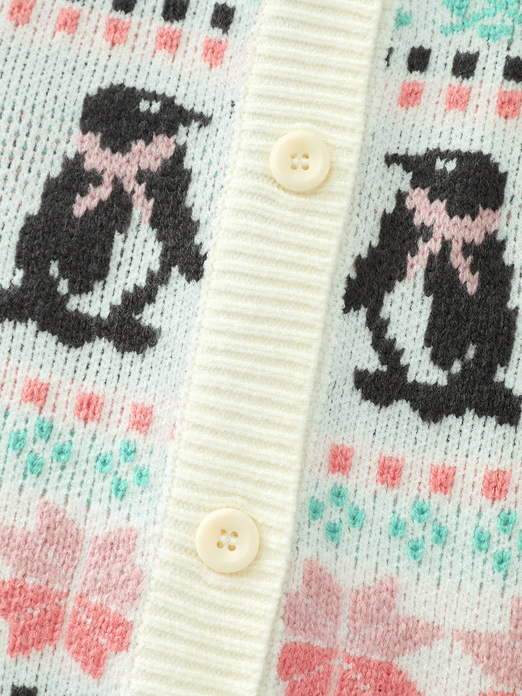 Supersoft Festive Penguin Pattern Jacquard Knit Cardigan