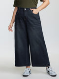 Pull-On Stretchy-Waist Wide-Leg Jeans