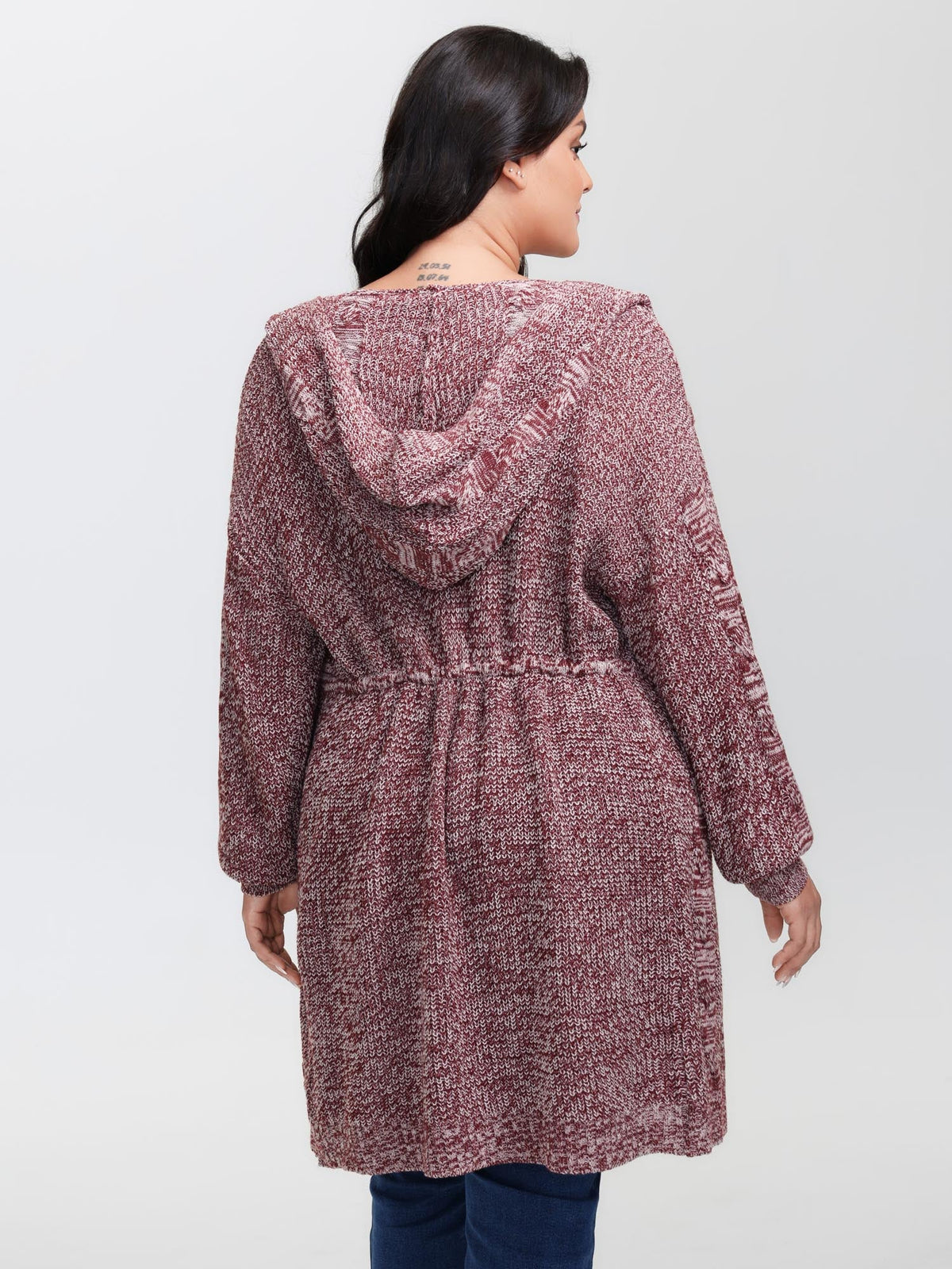 Cable Stitch Heather Hooded Knit Cardigan