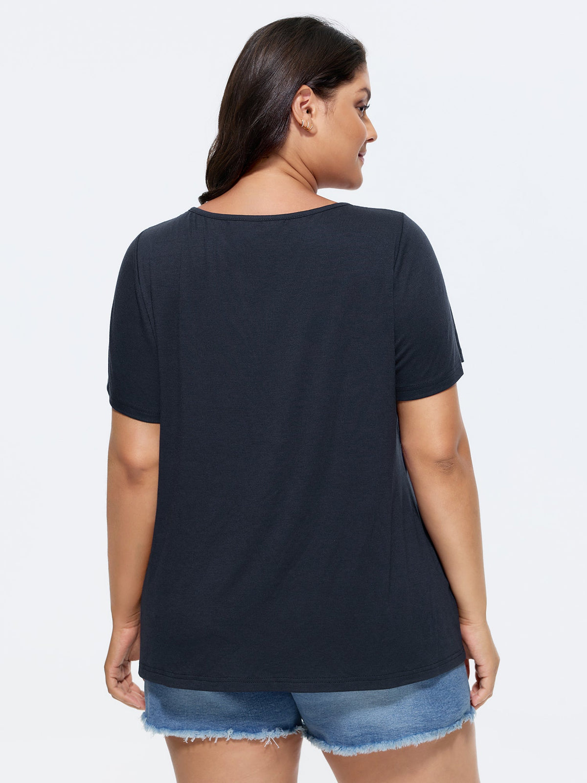 Supersoft Cut-Out Neckline Plain T-Shirt
