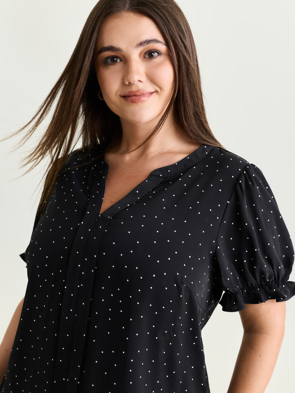 Micro Dots Charm Pleated Blouse