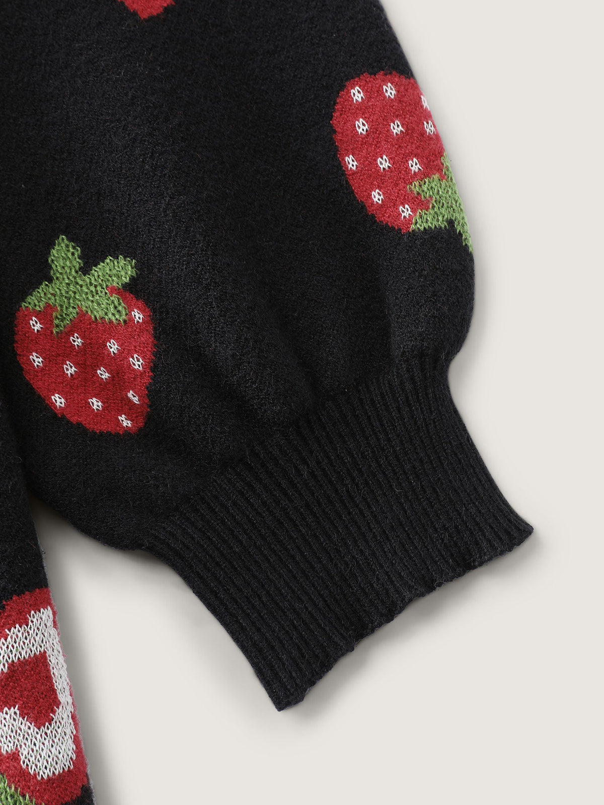 Strawberry Jacquard Pattern Knit Cardigan