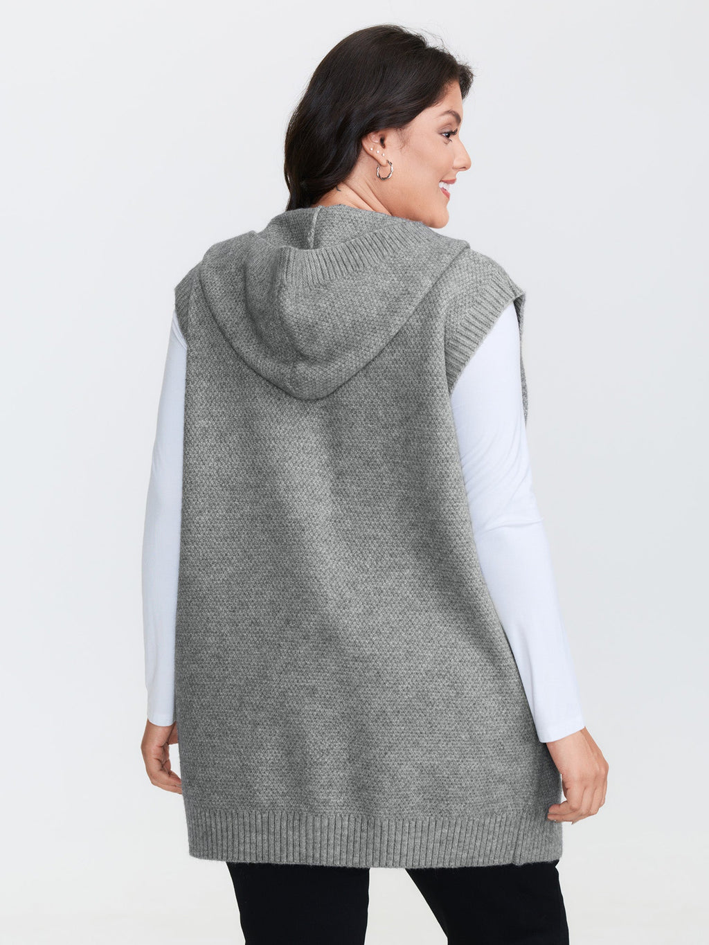 Textured Hooded Pocketed Cardigan