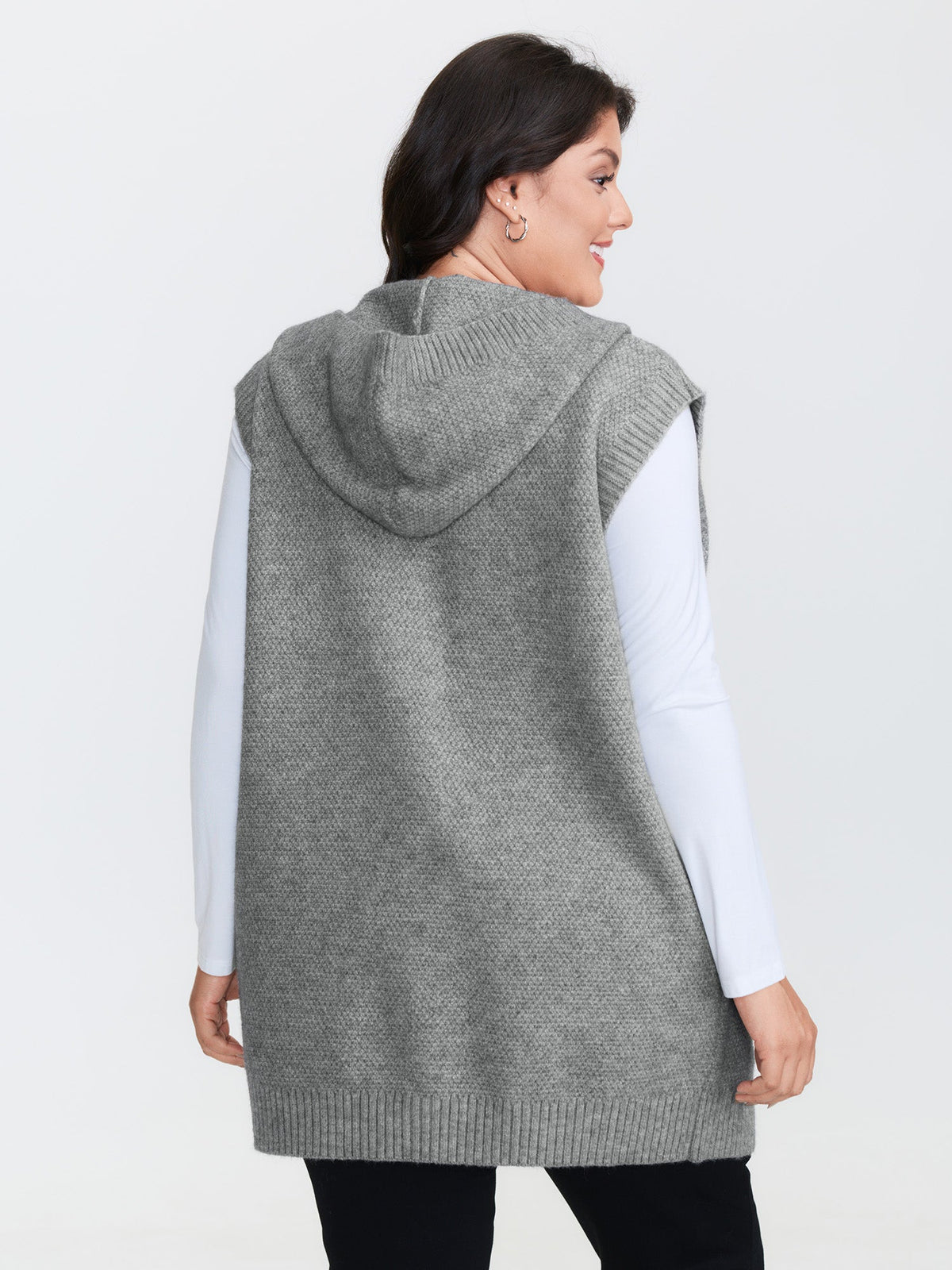 Textured Hooded Pocketed Cardigan