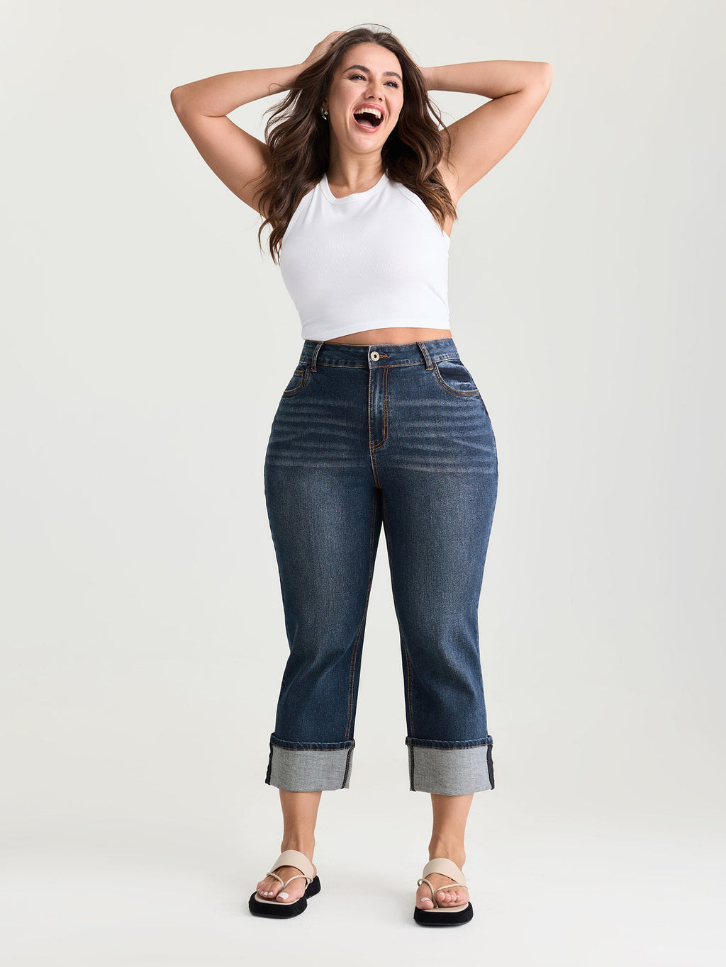 Thigh-Friendly Capri Straight-Leg Jeans