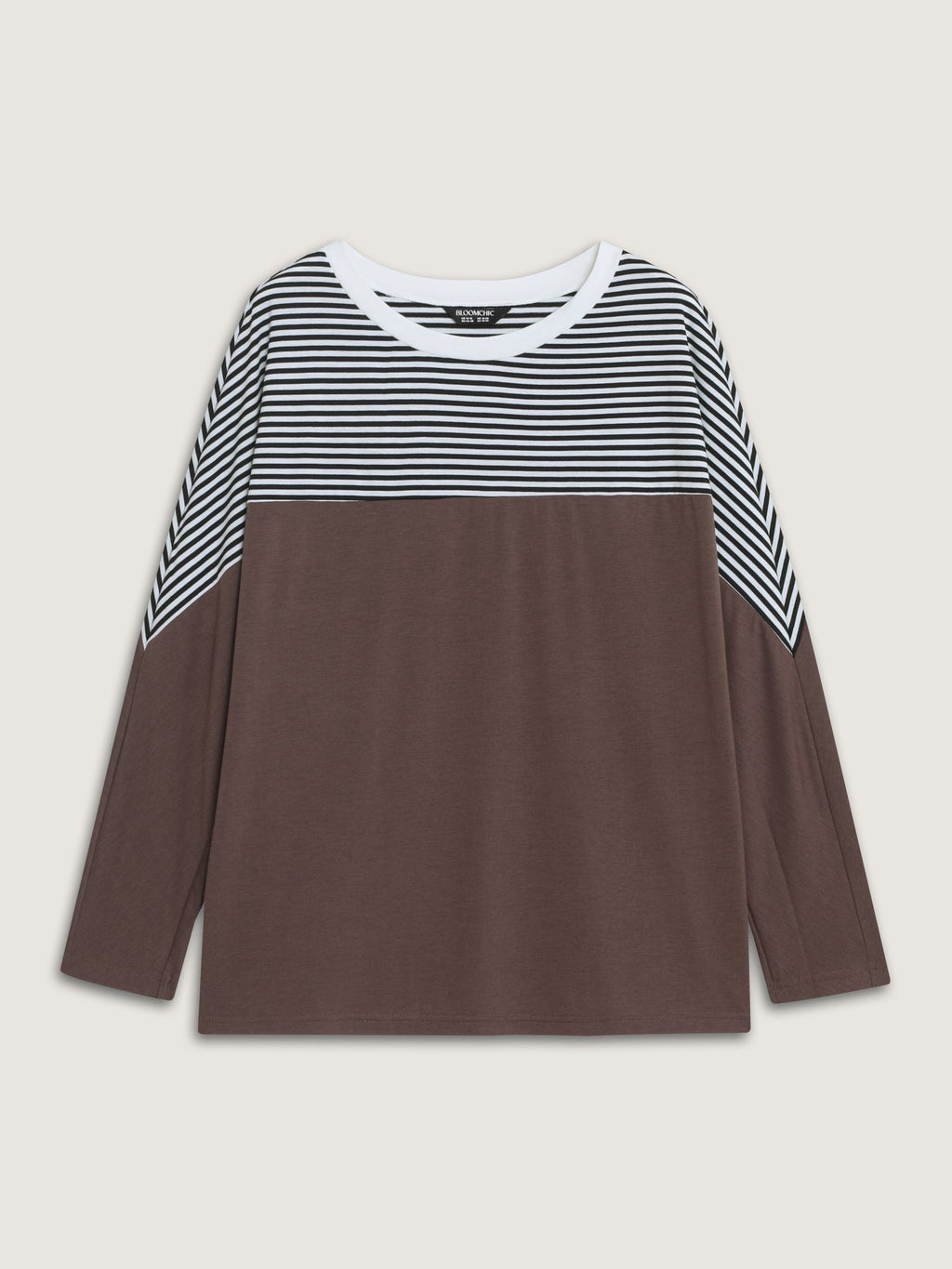 Stretch Crew Neck Color‑Block Stripe T-Shirt