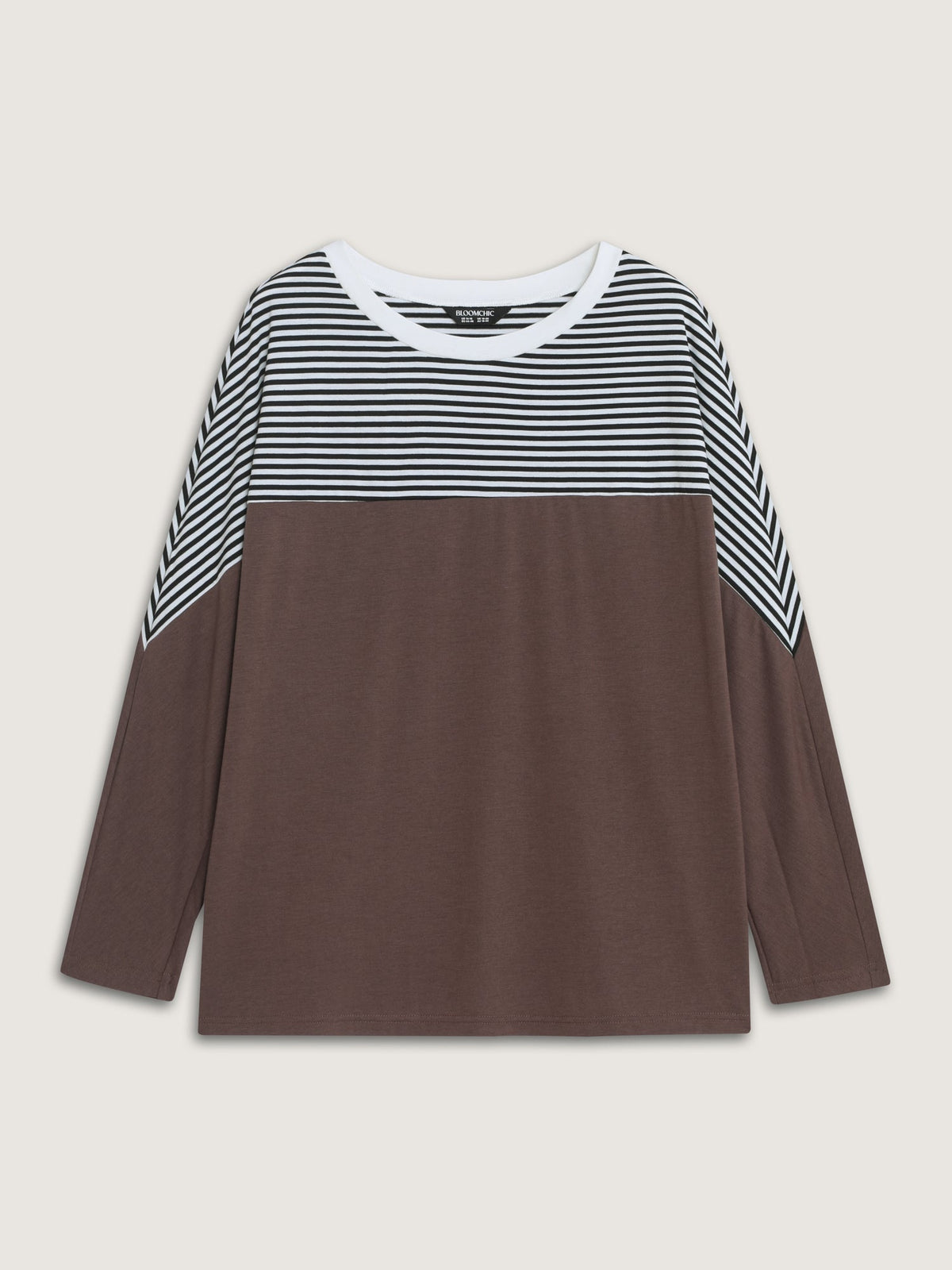 Stretch Crew Neck Color‑Block Stripe T-Shirt
