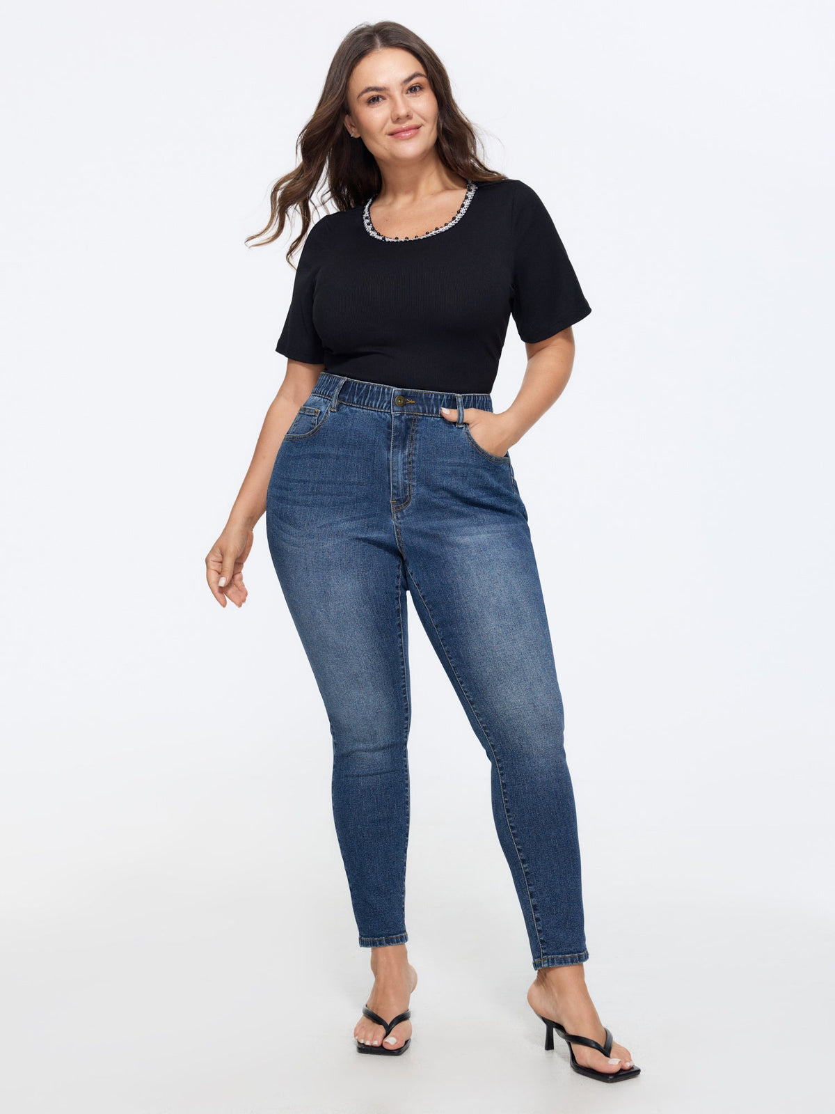 Stretchy Skinny-Fit Mid-Rise Jeans
