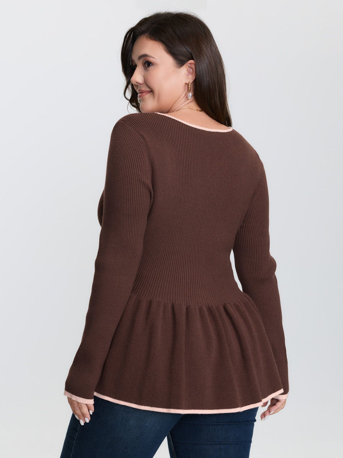 Sweetheart Neckline Cinched Waist Pullover