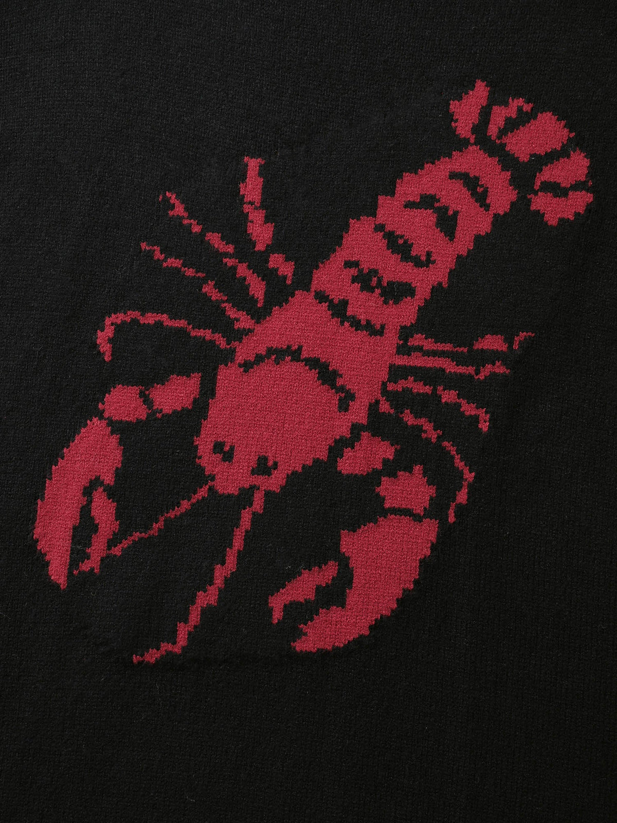 Lobster Jacquard Pockets Color Block Knit Cardigan
