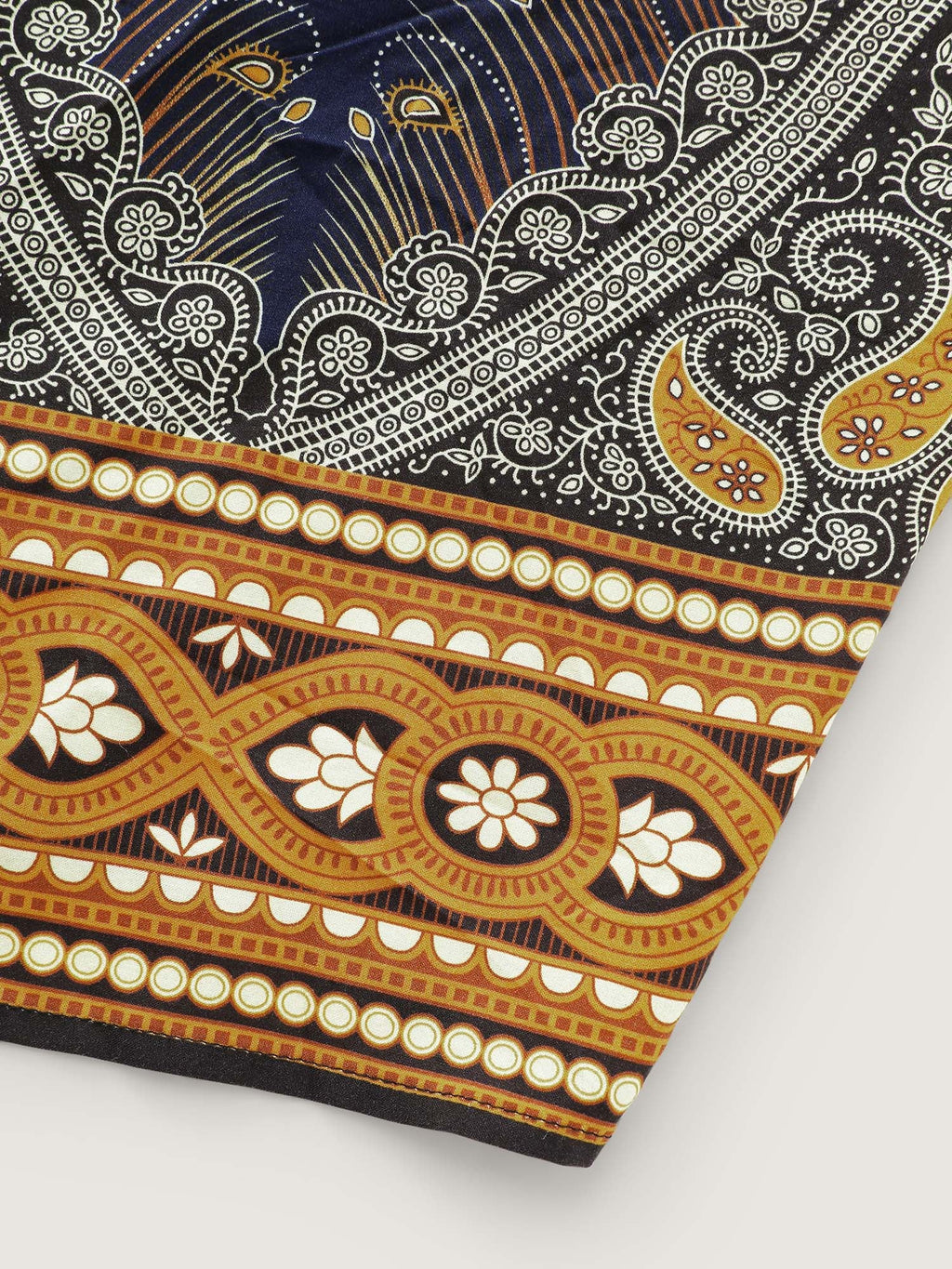 Boho Print Wide-Leg Color Contrast Pants