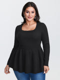 Textured Scoop Neck Cinched-Waist Pullover