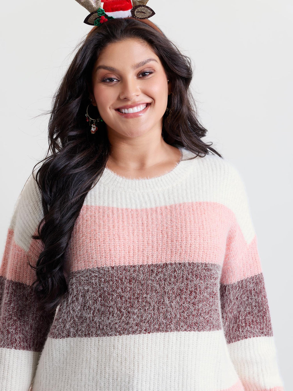 Colorblock Faux Mink Fur Pullover