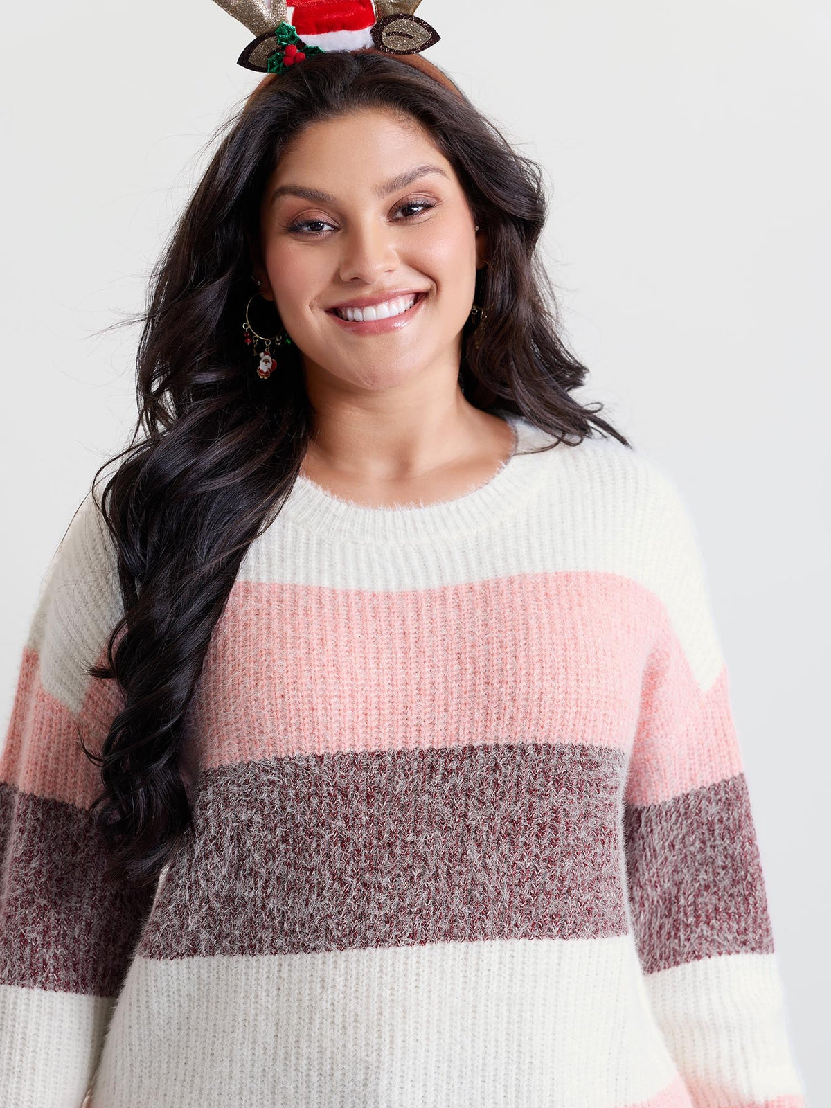 Colorblock Faux Mink Fur Pullover