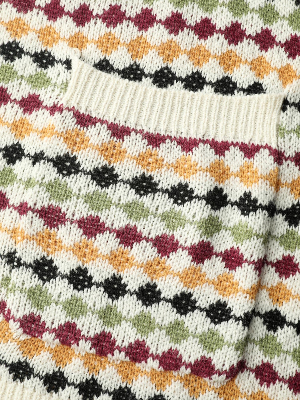 Colorful Dots Open-Front Pockets Knit Cardigan