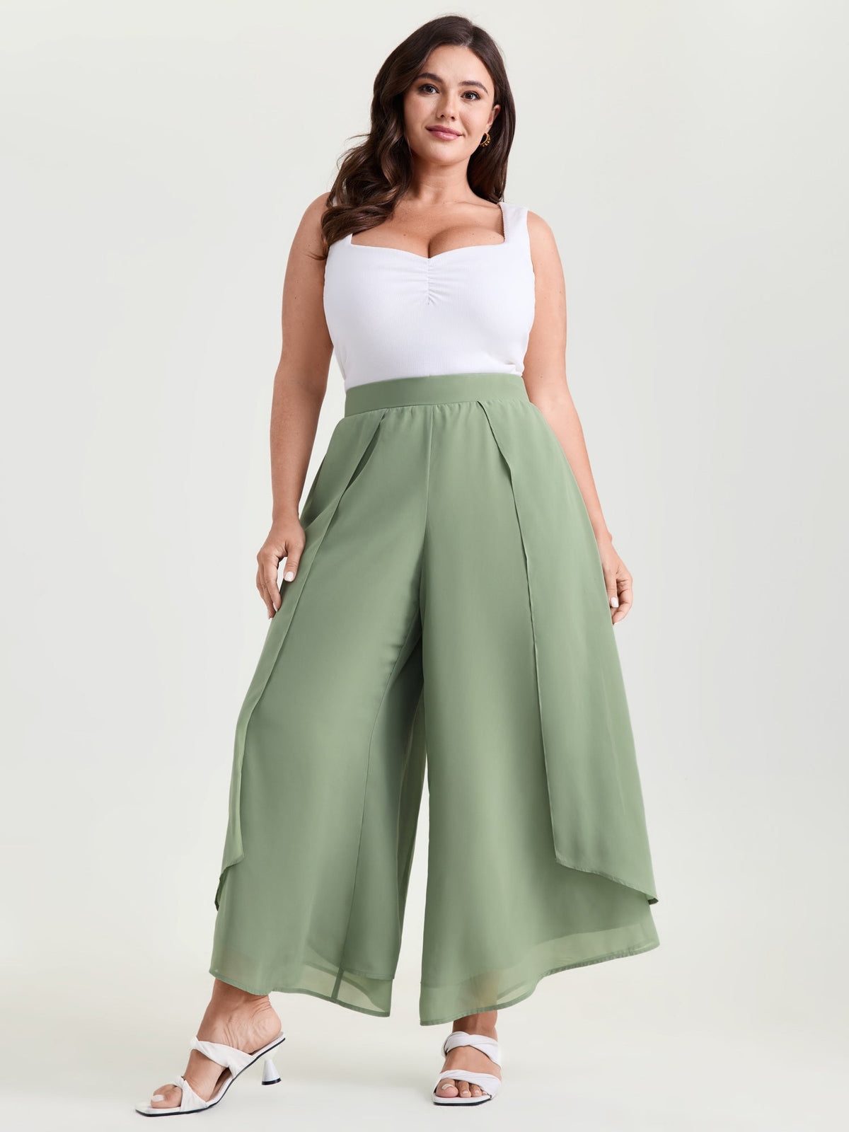 Chiffon Stretchy Waist Flowy Pants