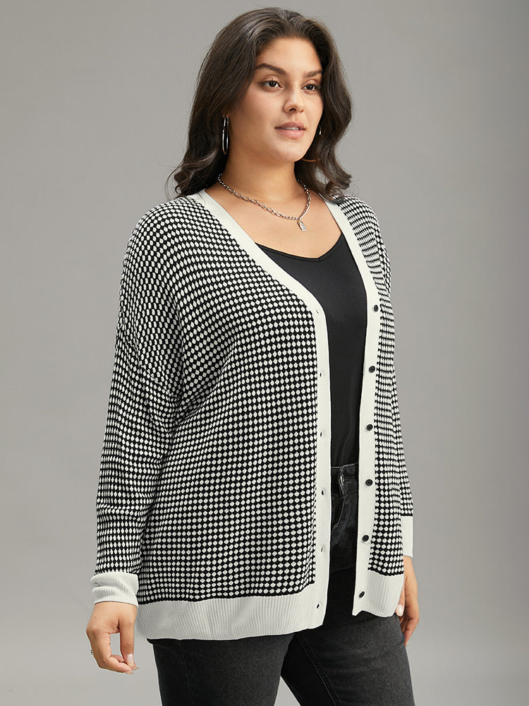 Polka Dot Patchwork Button Through Cardigan