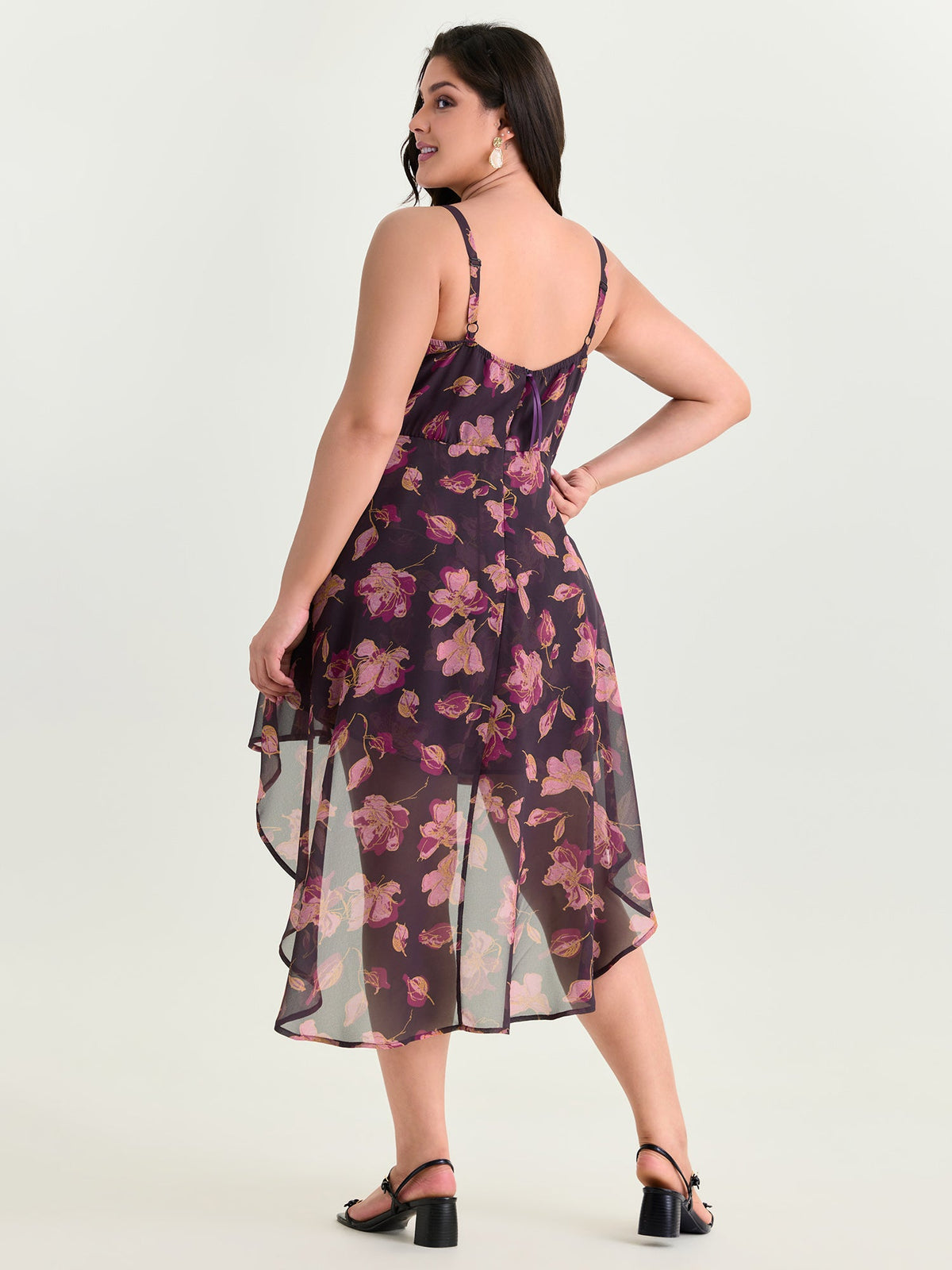 Floral Print High Low Hem Romper