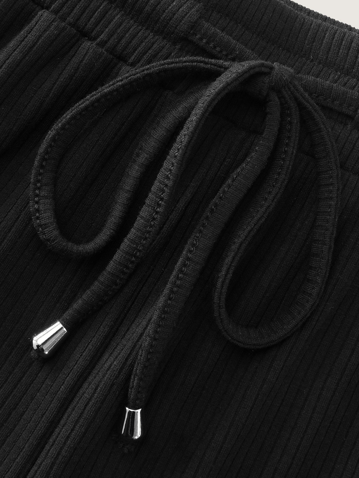 Drawstring Waist Stretchy Textured Sweatpants