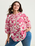 Sweet Floral Print Button Front Blouse