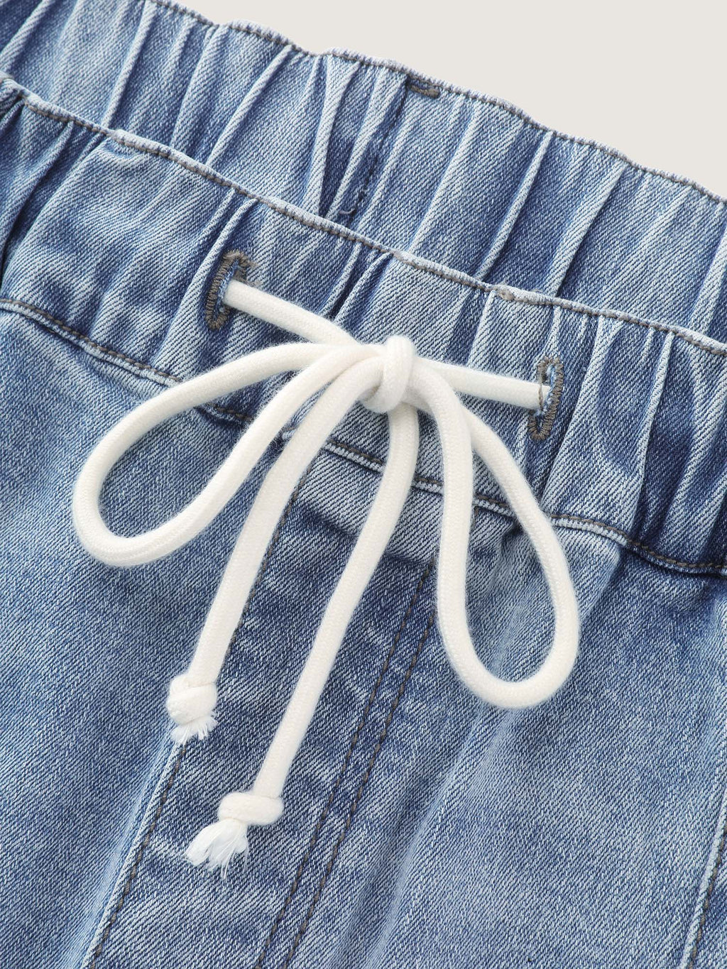 Stretchy Elastic Waistband Seamed Jeans