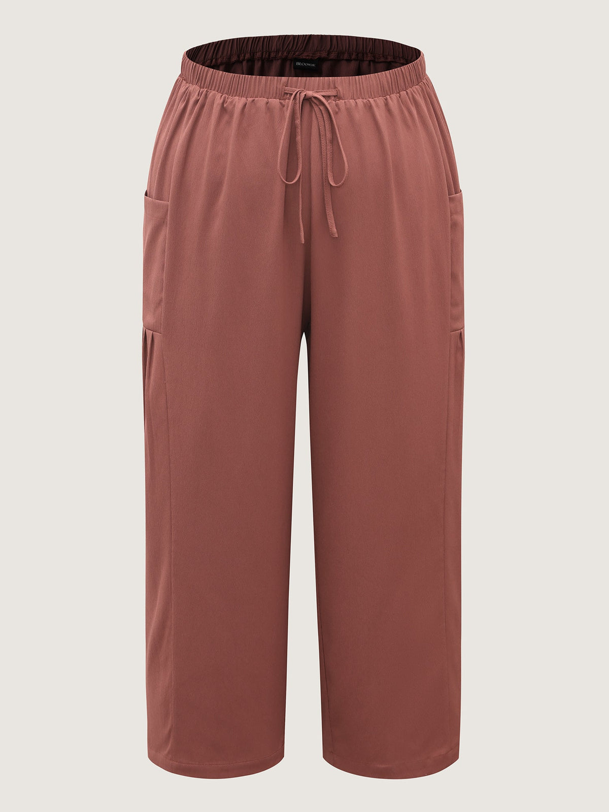 Stretchy Pockets Waist-Tie Straight Pants