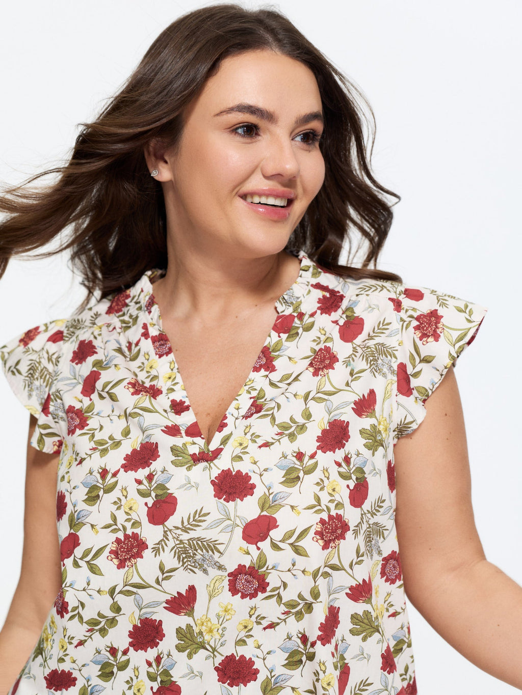 Pure Cotton Floral Print Notched Collar Blouse