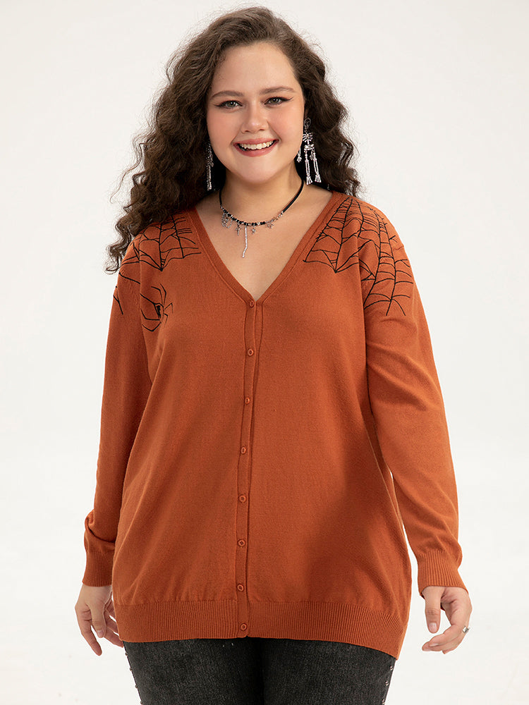 Supersoft Essentials Halloween Spider Web Button Through Cardigan