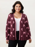 Bow Beautiful Jacquard Front-Tie Knit Cardigan