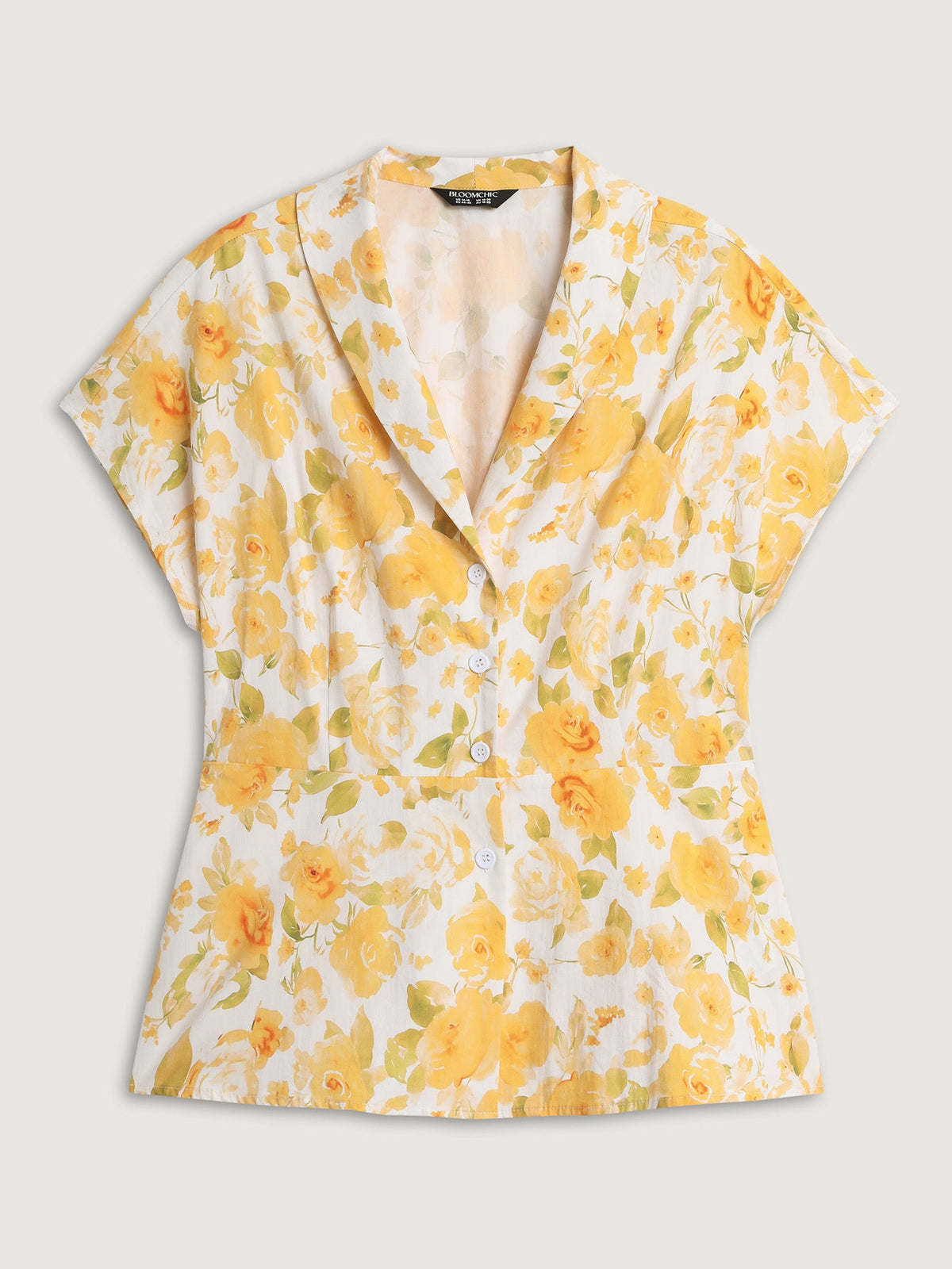 Pure Cotton Floral Print Front Placket Blouse