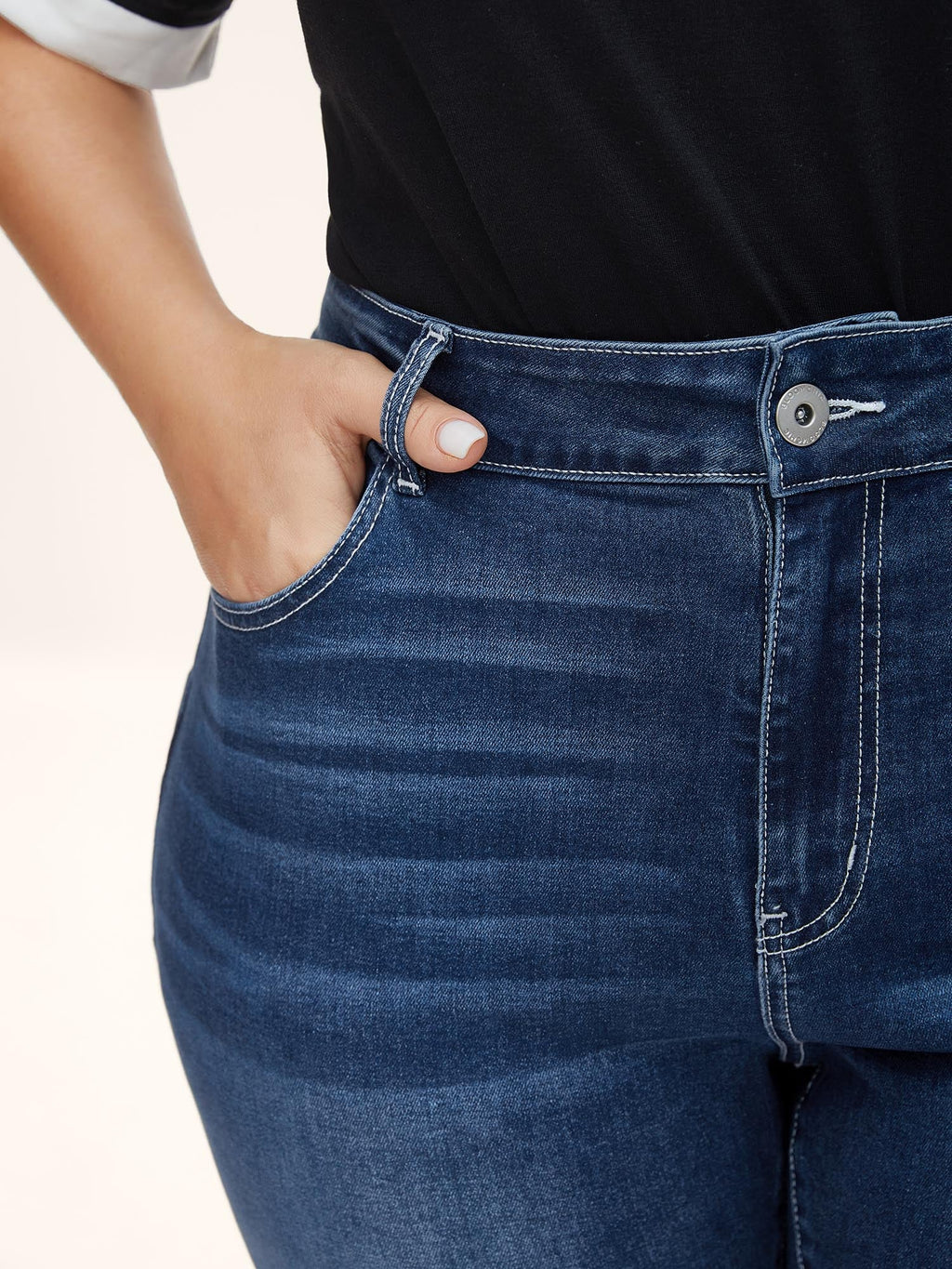 Folded Hem High-Rise Skinny-Fit Capri Jeans