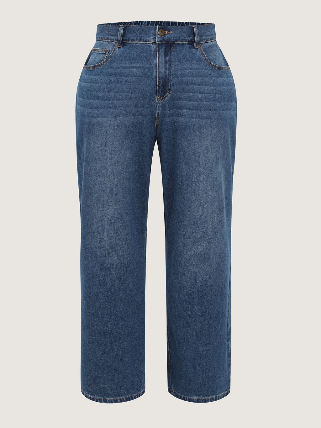 Stretchy Elastic Back Waist Wide-Leg Jeans