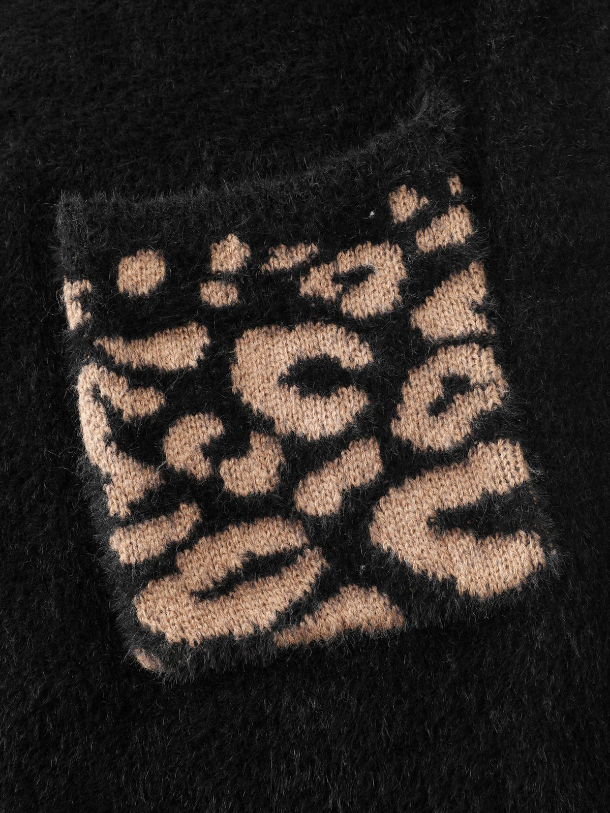 Leopard Jacquard Furry Open-Front Knit Cardigan