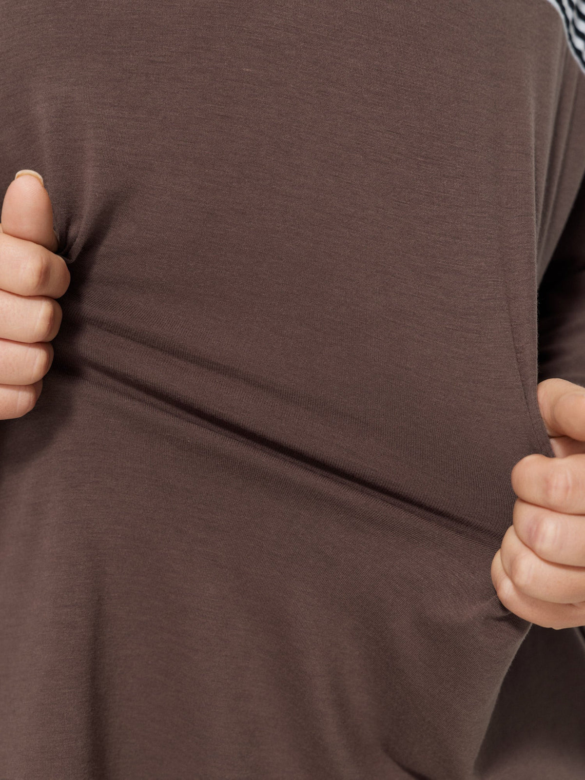 Stretch Crew Neck Color‑Block Stripe T-Shirt