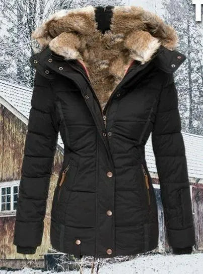 Women's Winter Hooded Parka Coat with Faux Fur Lined Outdoor Windproof Coat