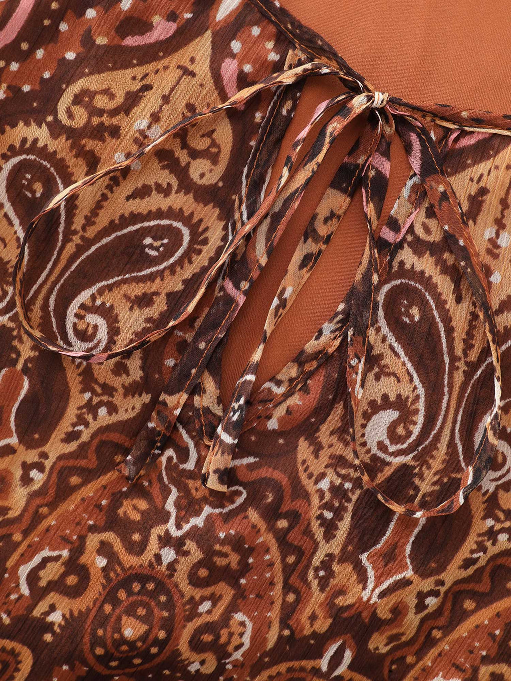 Boho Geometric Print Ruffled Sleeve Blouse