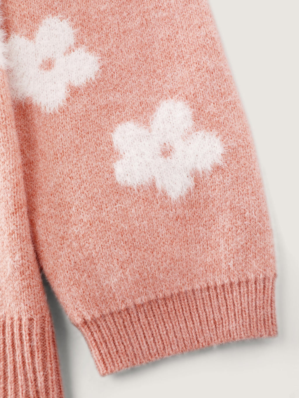 Supersoft Floral Pattern Round Neck Stretchy Knit Cardigan