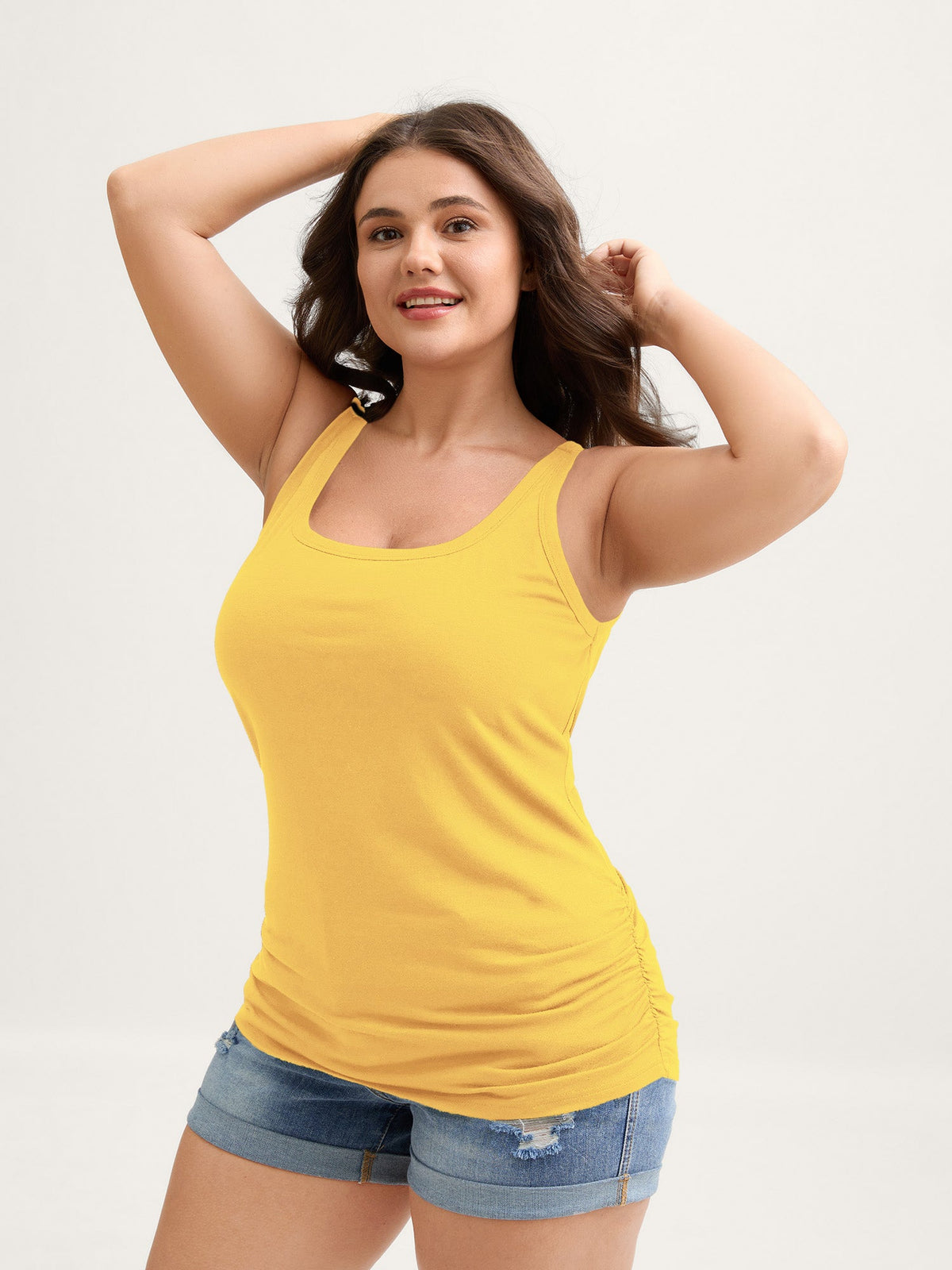 Supportive Bra Pleated Fitted Tank Top
