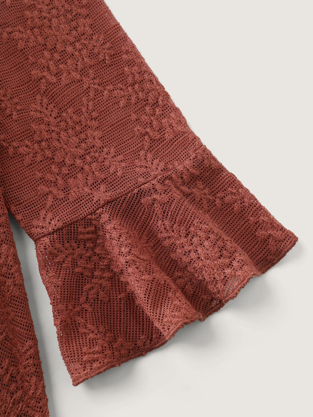 Ruffled Edge Lace Trim Tie Blouse