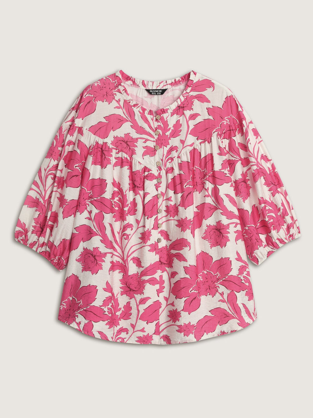 Sweet Floral Print Button Front Blouse