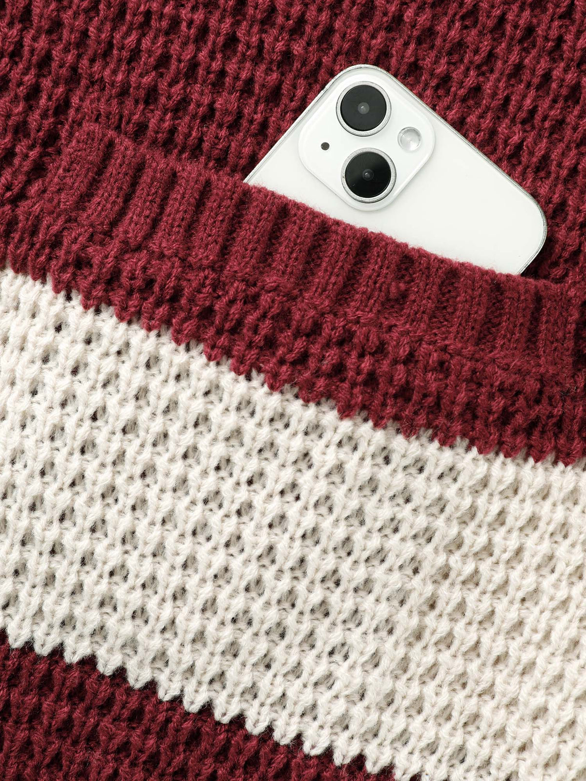 Colorblock Contrast Textured Patched Pocket Cardigan