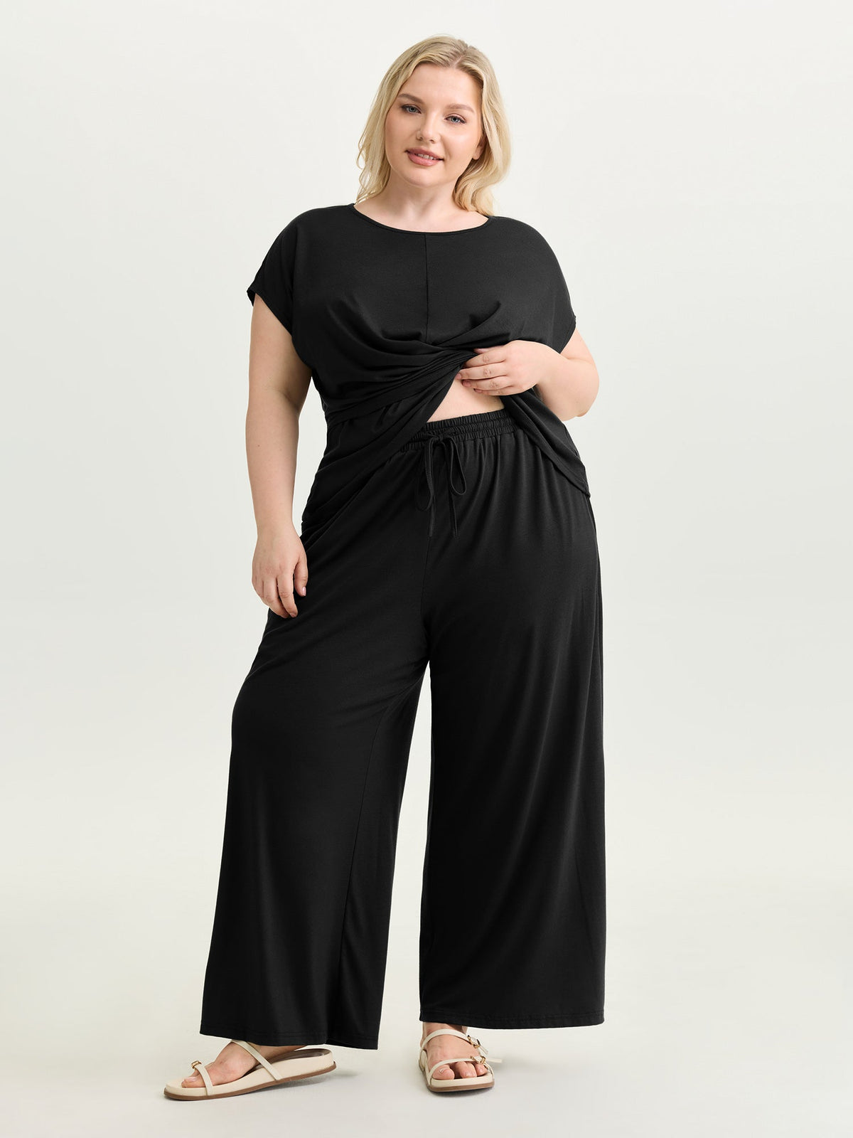 Supersoft Drawstring Waist Straight Leg Pants