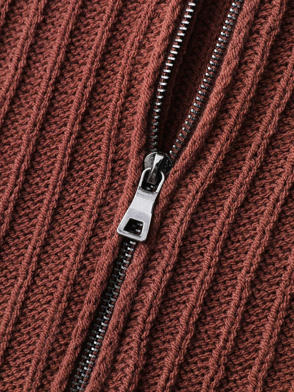 Textured Zipper Front Hooded Knit Cardigan