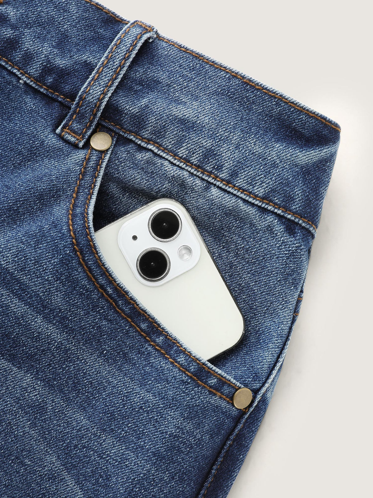 Mid-Rise Elastic Waist Skinny-Fit Denim Shorts