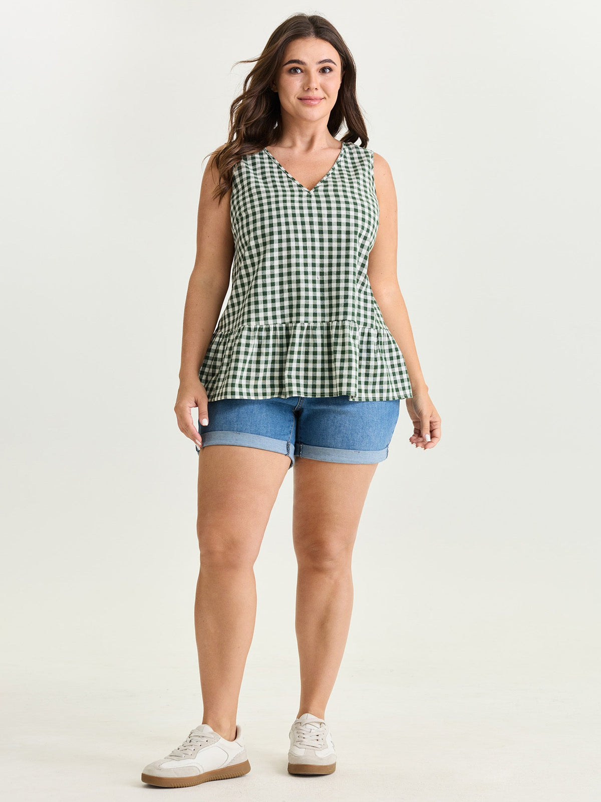 Supersoft Check Print Open Back Blouse