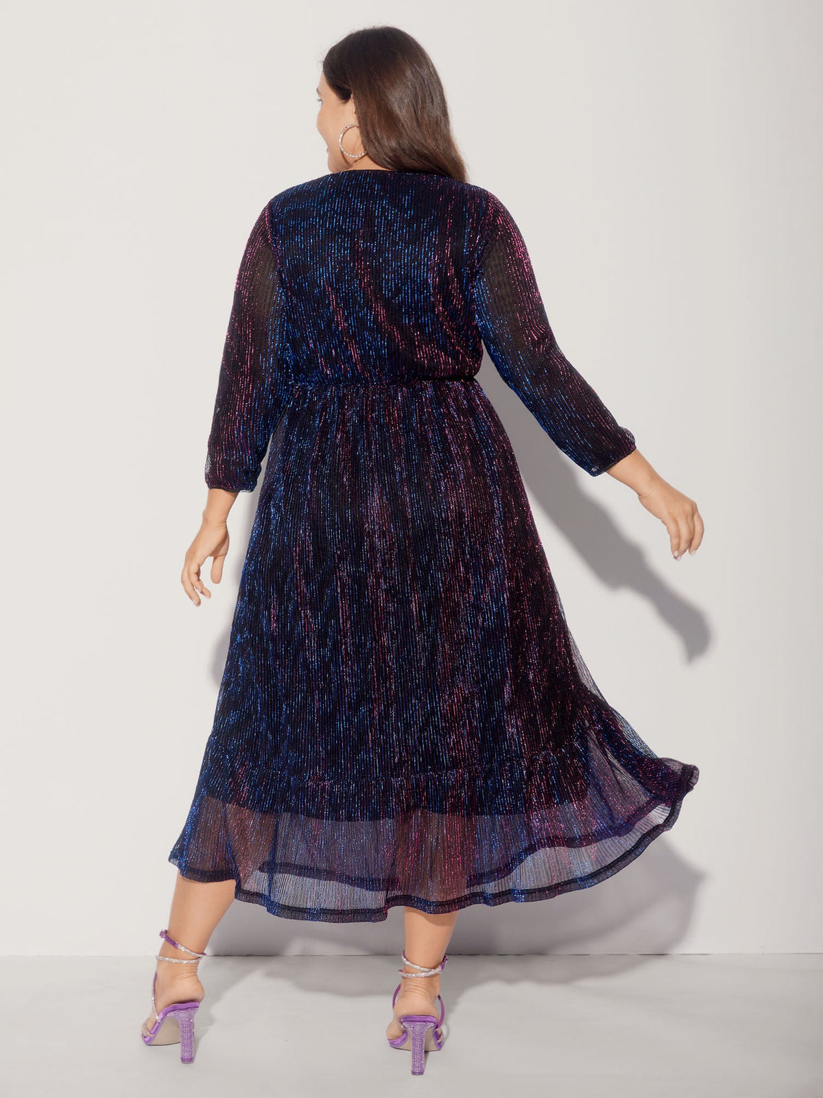 Luxe Mesh Pleated Elastic Waist Wrap Dress