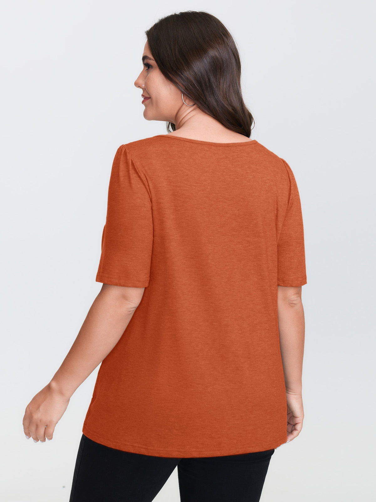 Seamed Round Neck Fitted T-Shirt