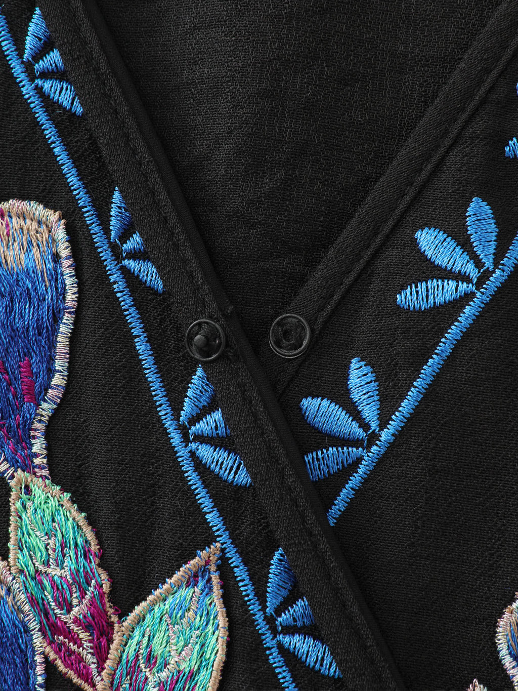 Floral Embroidered Wrap Neckline Top