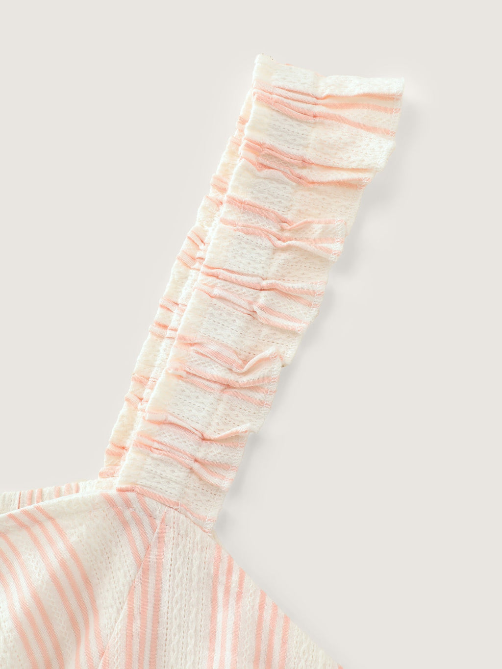 Sheer Striped Print Shirred Straps Jumpsuit