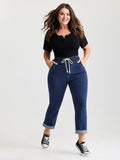 Everyday Pull-On Drawstring High-Rise Jeans